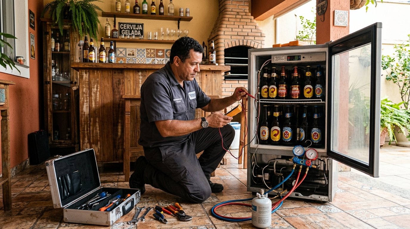 Recarga de gás refrigerante de cervejeira na Zona Sul de São Paulo‑SP